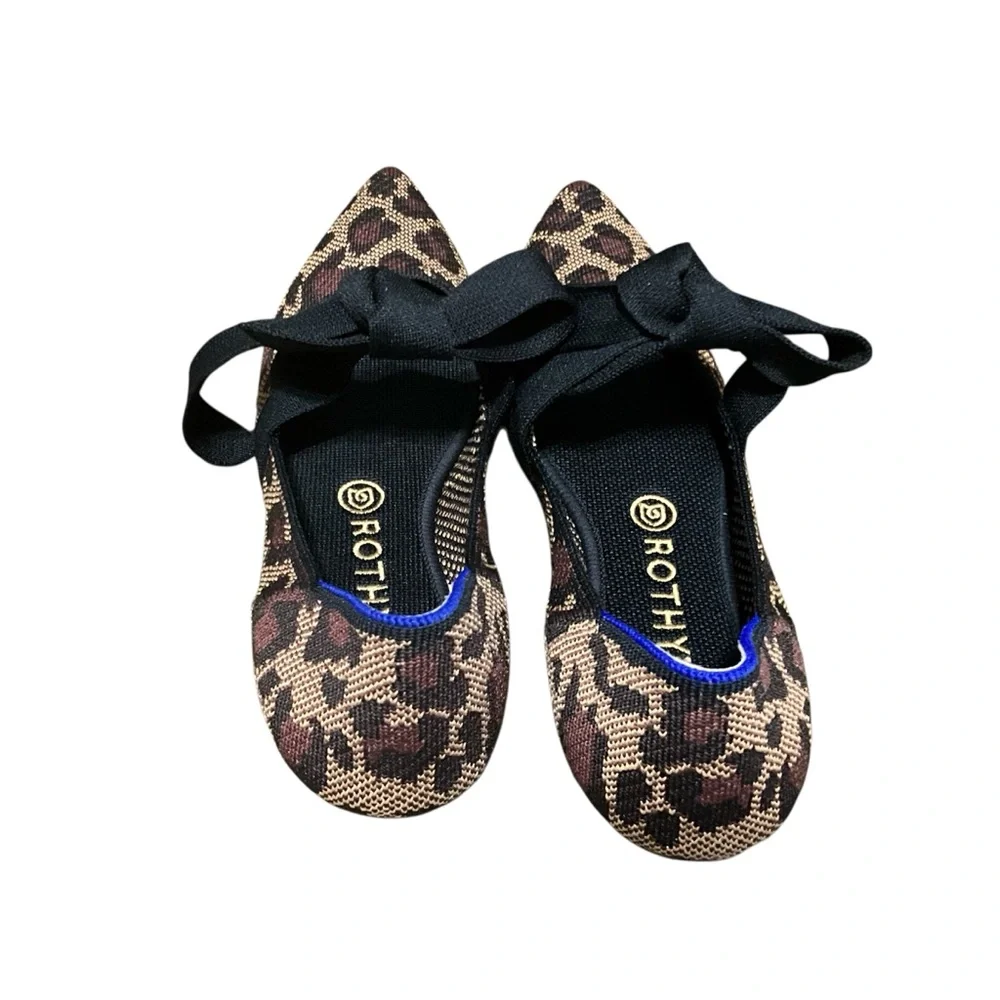 Rothy's Leopard Print Flats with Black Bow womens size 9 - Picture 8 of 10